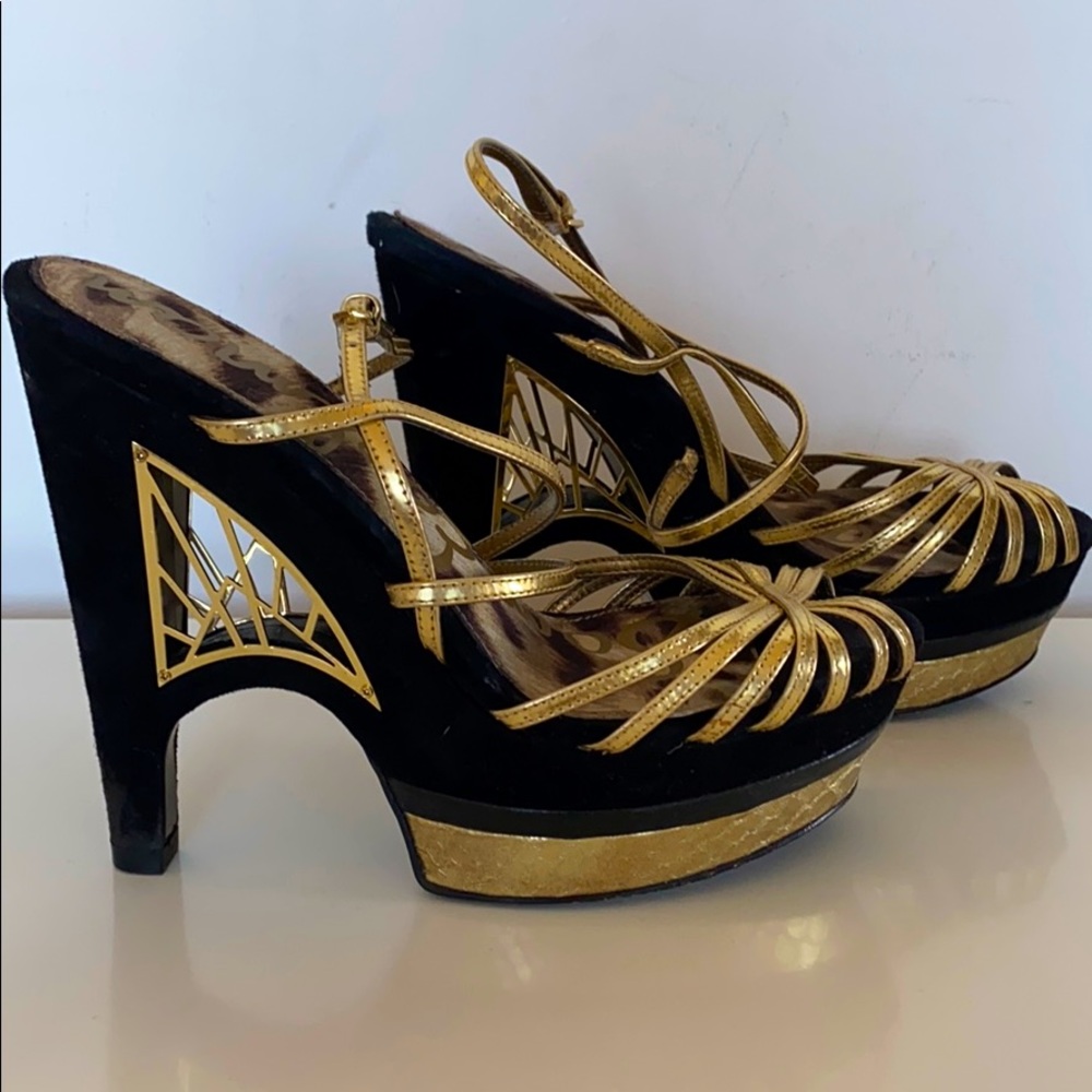 Sam Edelman Platform Sandals, gold and black